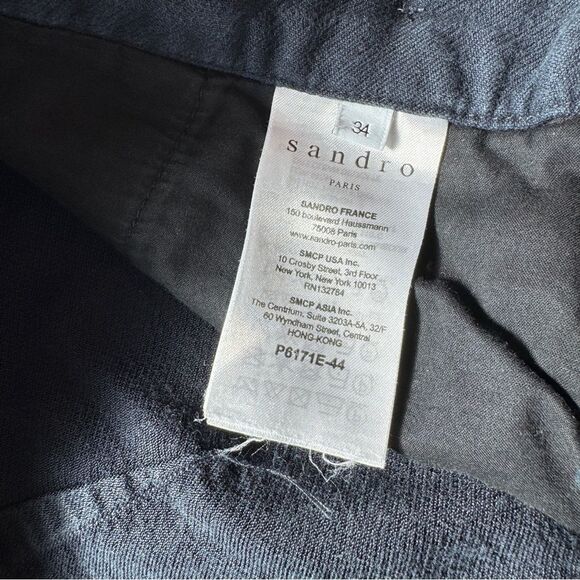 Sandro Elegant Dark Navy Cropped Trousers Size 34 - Picture 9 of 10